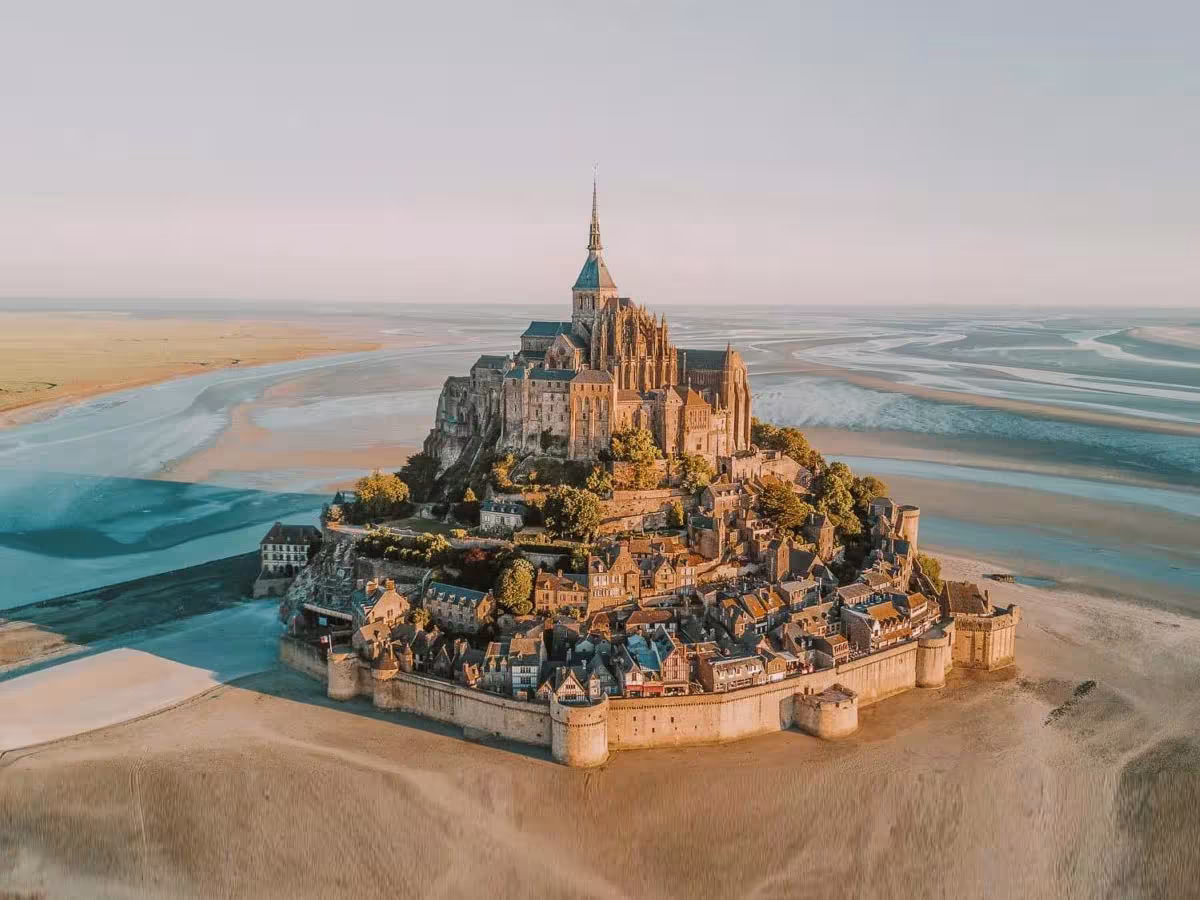 The Mont-Saint-Michel Abbey at low tide