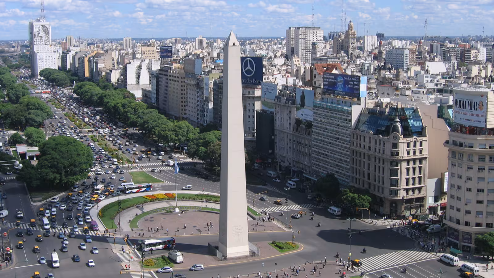 The Buenos Aires Obelisk, at the center of Plaza de la República