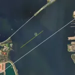 Fort Carroll et le pont Francis Scott Key, à l’entrée du port de Baltimore