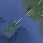 One extremity of the axis is located at the summit of Pico Basile, on the island of Bioko in Equatorial Guinea, and runs along the base of Mount Cameroon.