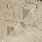 Towards Astana, the axis perfectly divides the pyramids of Khafre and Khufu along their south-west–north-east orientation.