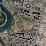 The axis passes through the Palace of Peace and Reconciliation in Astana, Kazakhstan.