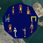 Transposition de l’Ennéade éyptienne sur la vue par satellite de San Francisco, telle que décrite par Scott Onstott.