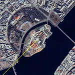Satellite view of the Peter and Paul Fortress in Saint Petersburg.