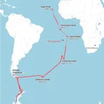 Itinéraire réel du MV Hondius entre le 1er avril et le 3 mai 2026.