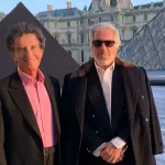 Jeffrey Epstein and Jack Lang posing together in front of the Louvre Museum in Paris. Screenshot from documents released in the Epstein case. Source: AFP.