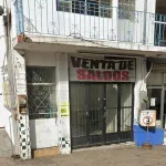La Paz, Baja California Sur, Mexique. Édifice commercial. Zoom sur le motif en damier ayant permis de le retrouver.