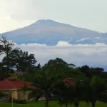 Mount Cameroon, visible from Pico Basile on the island of Bioko.