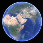 The longest continuous straight line on land, as represented by Guy Bruneau, put in relation with the Equatorial Guinea–Lake Baikal axis also passing over the Pyramids of Giza.