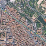 À Rome, l’alignement provenant de Dallas traverse la fontaine de Neptune et le quartier du Trident, puis s’enligne sur la Via Sistina en direction des basiliques papales.