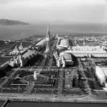 Vue aérienne de Treasure Island durant l’exposition internationale Golden Gate de 1939. Photo : San Francisco Chronicle.